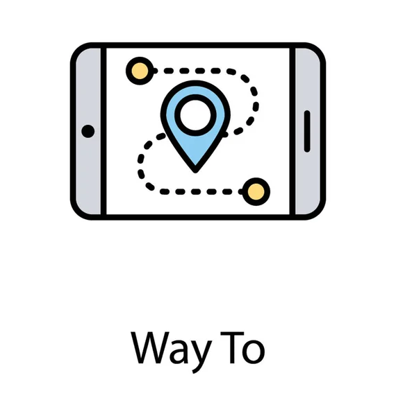 Rota Harita Konum Işaretçisini Telefon Ekranında Gps Navigator Harita Ekranda — Stok Vektör