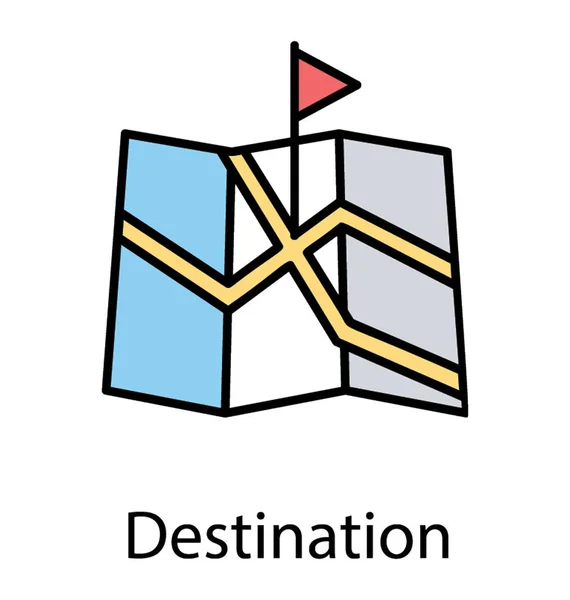 Carte Rue Navigation Avec Drapeau Localisant Emplacement Spécifique Présentant Icône — Image vectorielle