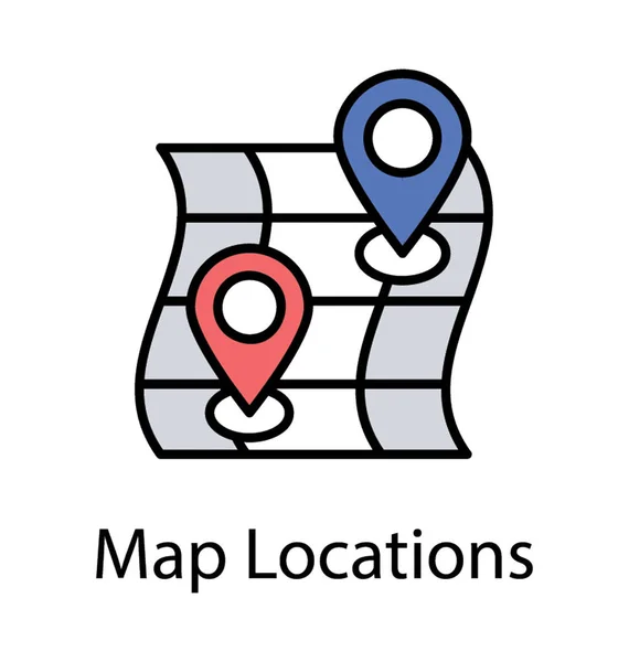 Navegação Mapa Rua Com Dois Marcadores Ponto Localização —  Vetores de Stock