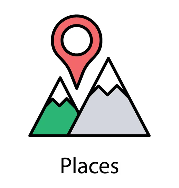 Hills Pin Pointer Denoting Geo Location Icon — Stock Vector