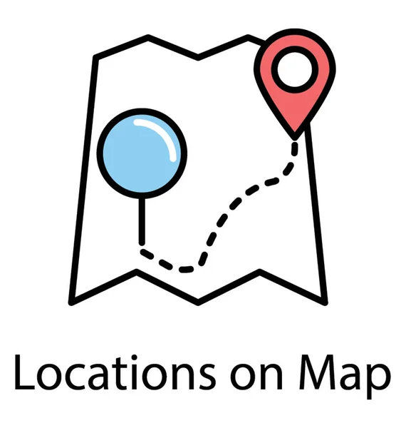 Una Mappa Carta Curva Con Puntatore Affrontare Concetto Navigazione — Vettoriale Stock
