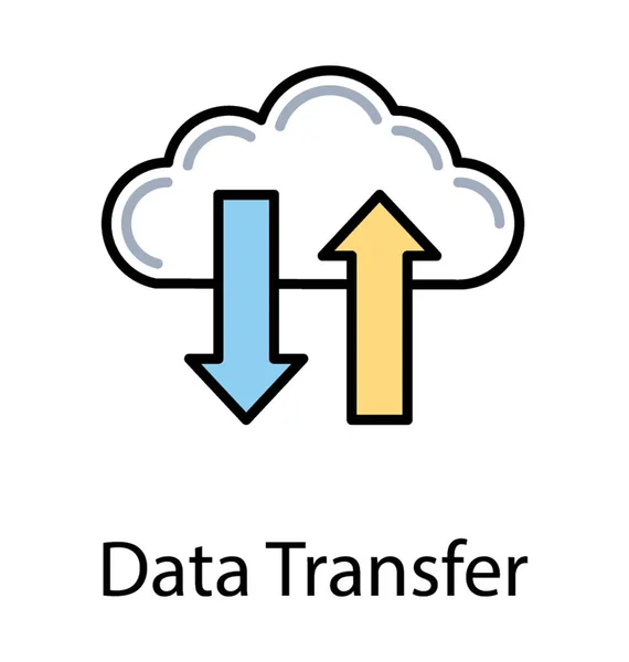Cloud Upward Downward Directing Arrows Showing Data Transfer Process — Stock Vector