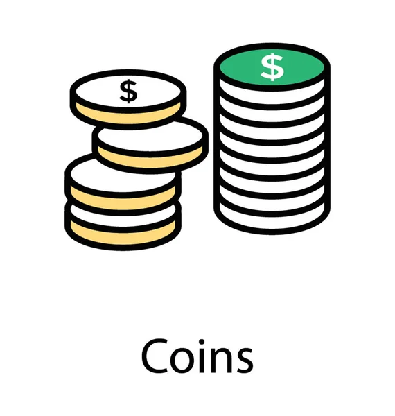 Duas Pilhas Moedas Colocadas Lado Lado Para Derivar Ícone Moedas —  Vetores de Stock