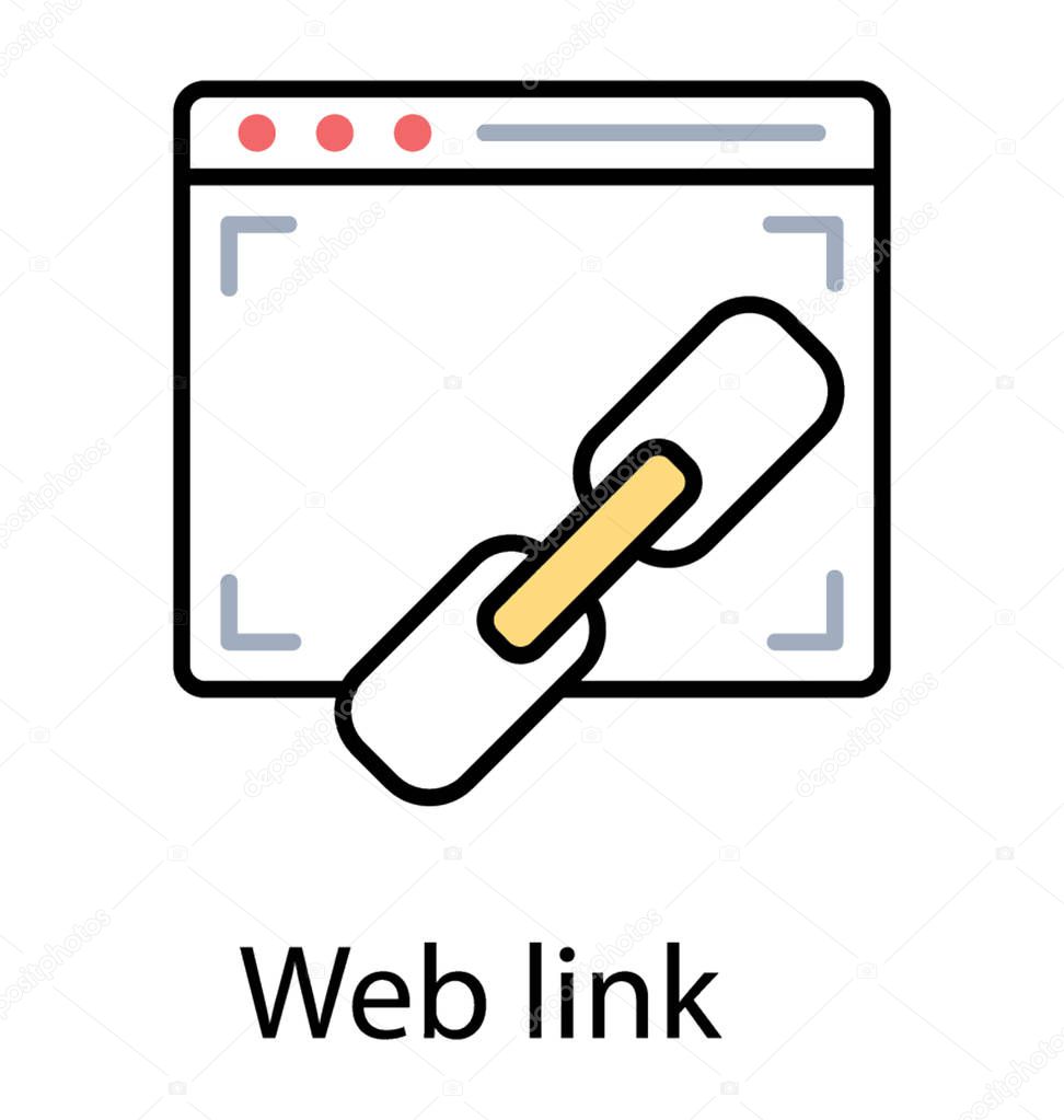A paper attachment pin placed exactly over a web page, innovative design of web link icon