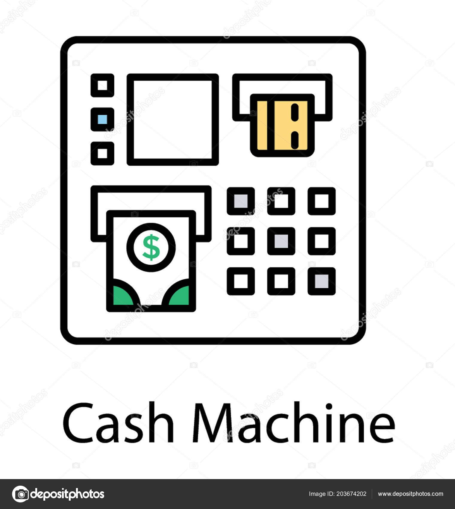 Cute Cartoon Sketch Machine Having Buttons Taking Cash Dispensing Out Stock  Vector by ©vectorsmarket 203674202