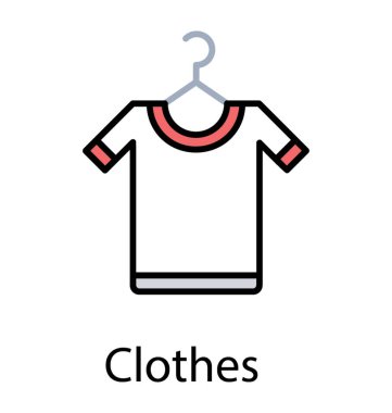 Bir askı, giysiler için simge üzerinde T gömlek astı 