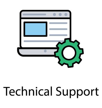 Cog gösteren teknik destek simgesi kavramı ile dizüstü bilgisayar 