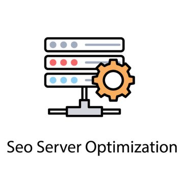 Web sunucusu bir dişli gösteren seo sunucu optimizasyonu kavramı ile 