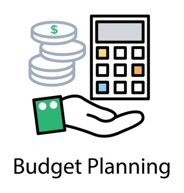 Nakit para ve bütçe planlama kavramı tanımlayan hesap makinesi tutan el