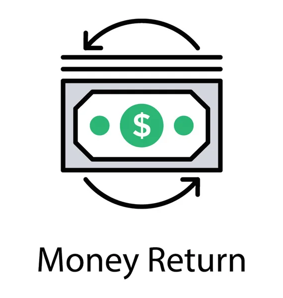 Papírové Peníze Obklopen Converse Šipky Ikonu Nabízet Peníze Vrátit — Stockový vektor