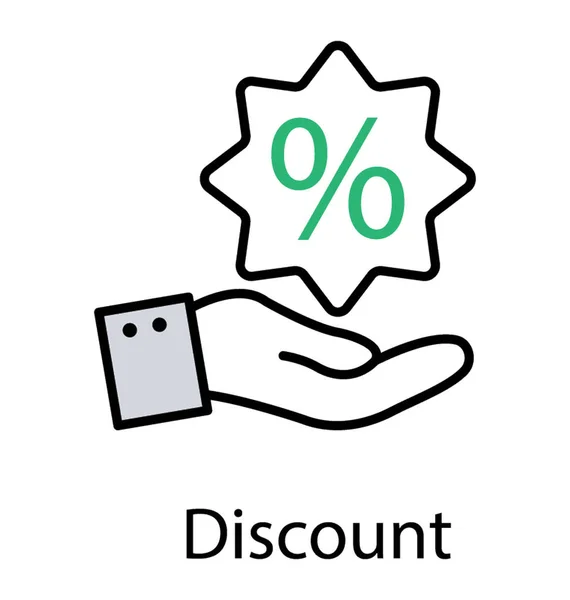 Hand Holding Label Percentage Text Info Graphic Discount — Stock Vector