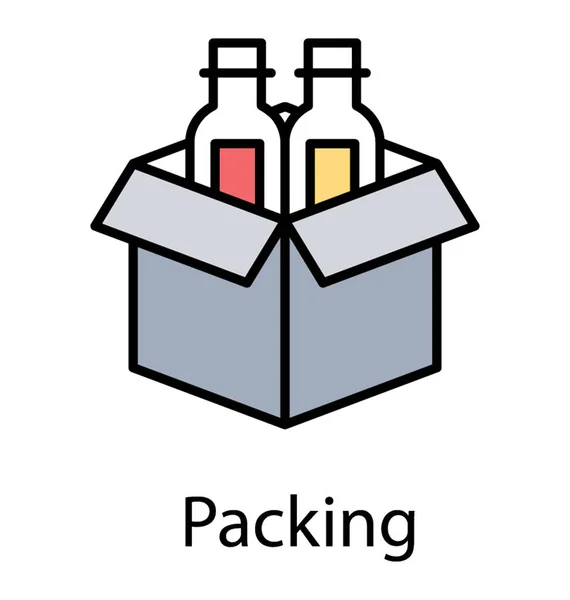 Karton Kilka Butelek Napojach Pakiet Przesyłanie Ikona Pakowania — Wektor stockowy