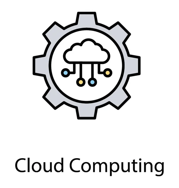 Wolke Mit Zahnrädern Und Pfeilen Symbolisiert Cloud Computing — Stockvektor
