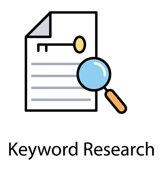 鍵に署名と拡大鏡のキーワードの研究を表す Web ページ — ストックベクタ