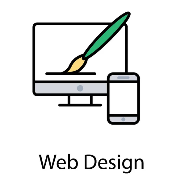 Ordinateur Appareils Mobiles Avec Pinceau Écran Représentant Concept Conception Web — Image vectorielle