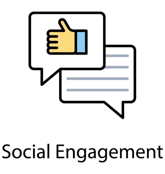 Чат пузыри с большим пальцем вверх знак, социальная вовлеченность и отзывы клиентов значок
 