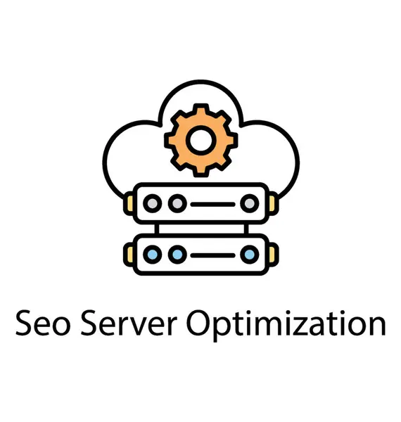 Webserver Mit Getriebe Und Cloud Computing Hintergrund Zeigt Seo Server — Stockvektor