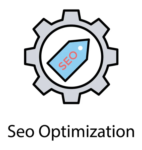 Etiqueta Seo Com Uma Engrenagem Simbolizando Seo Tags Otimização — Vetor de Stock