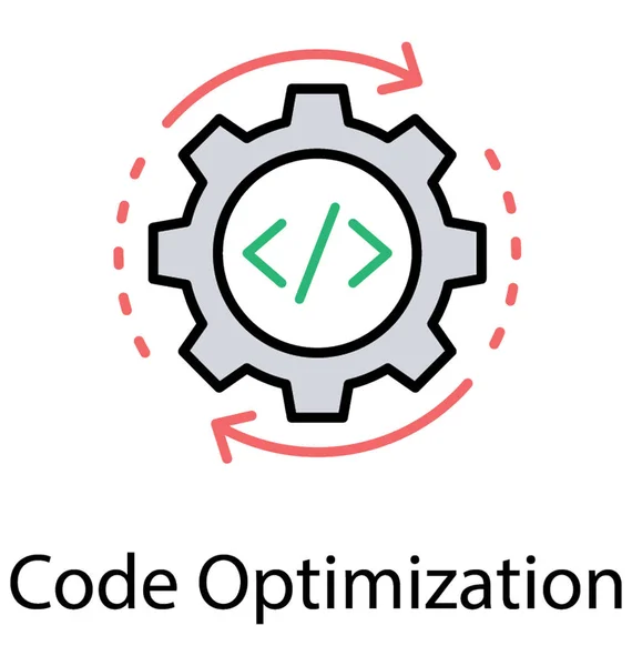 Código Html Dentro Engranaje Flechas Girando Alrededor Icono Optimización Código — Vector de stock