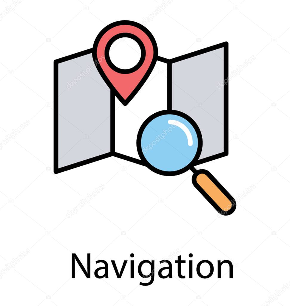 Mapa con puntero de ubicación y una lupa que simboliza la
