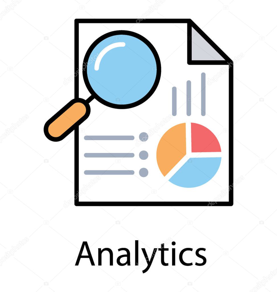 Magnifying glass examining through a paper with trending graphs to picturise trend analysis