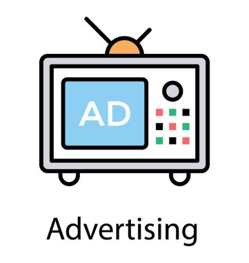 Televizyon reklam basit düz simgesi tasarım