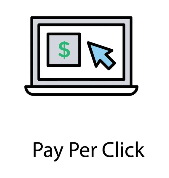 デジタル広告フラットなデザイン アイコン クリックごとの支払 — ストックベクタ
