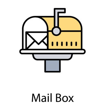 Zarf ile gömülü bir fiziksel posta kutusu kullanarak tasarlanmış posta kutusu simgesi 