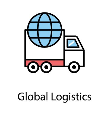 Dünyada global lojistik kavramı göstermek için şaşırtıcı simgesini hareketli bir ulaşım ve parsel teslim van 