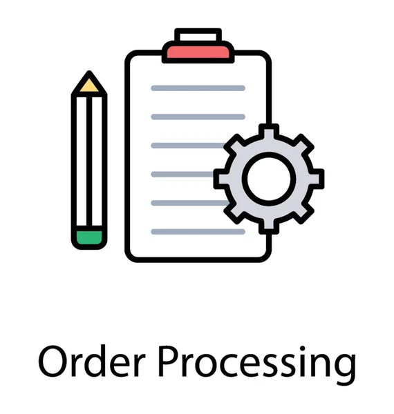 Bir Kirpik Sipariş Sayfası Kalem Dişli Ile Sipariş Işleme Kavramı — Stok Vektör