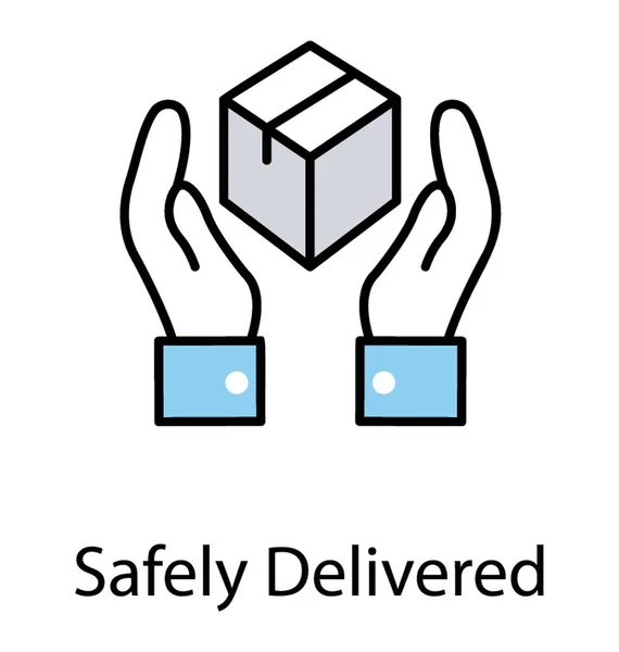 Hands Guarding Package Symbolize Safely Delivered Icon — Stock Vector