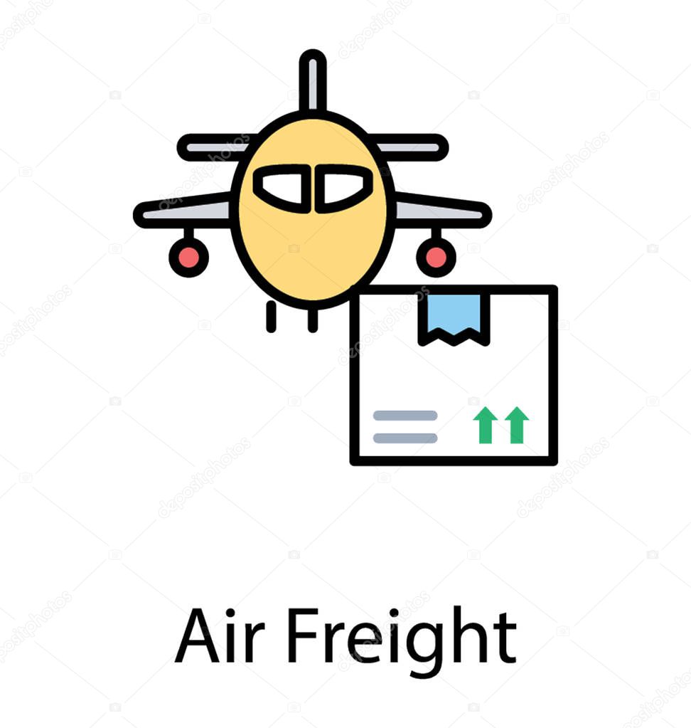 An airplane lifting and transporting a package showing airefright concept 