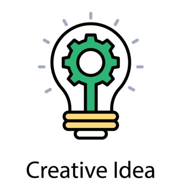 Bir ampul içindeki bir sorun çözme veya zor bir durum, çözüm ile ilgili simgeleyen dişli çark ile 