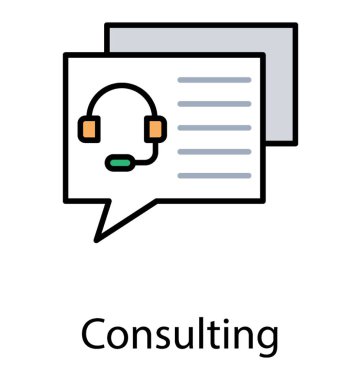 Sohbet kabarcıklar kulaklıklarla kavramsallaştırma online danışmanlık simgesi imzalamak 