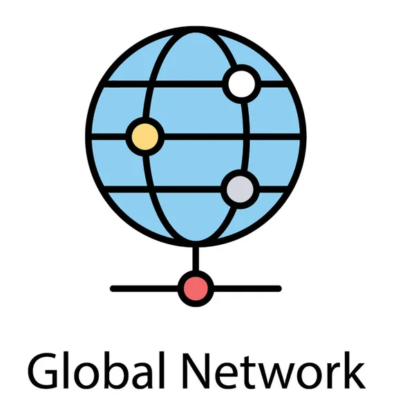 Flaches Icon Design Des Globalen Netzwerks — Stockvektor