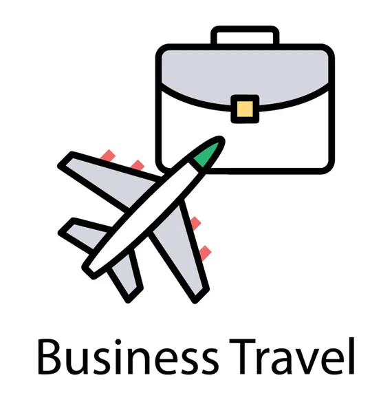 Saco Negócios Com Avião Viagem Negócios Conceito Negócio Internacional —  Vetores de Stock