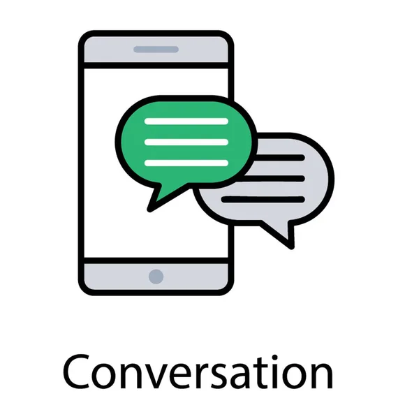 移动屏幕上的聊天气泡显示移动聊天和移动通信概念 — 图库矢量图片