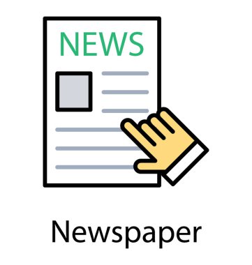 Bir baskı ortamı gazetesinin düz simgesi tasarım