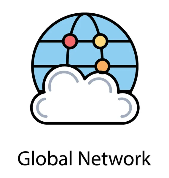 Cloud Computing Globe Rács Internet Felhő Technológia — Stock Vector