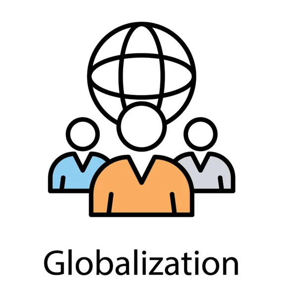 一组具有全球流程 全球通讯图标的人 — 图库矢量图片