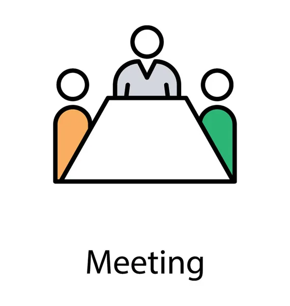 Personas Alrededor Mesa Que Retratan Concepto Conferencia Reunión — Vector de stock