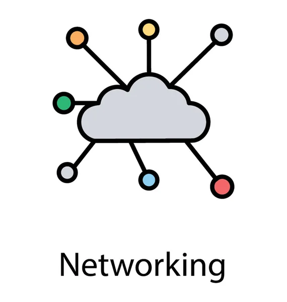 クラウド コンピューティングの共有ネットワーク ダイアグラム フラット アイコン デザイン — ストックベクタ