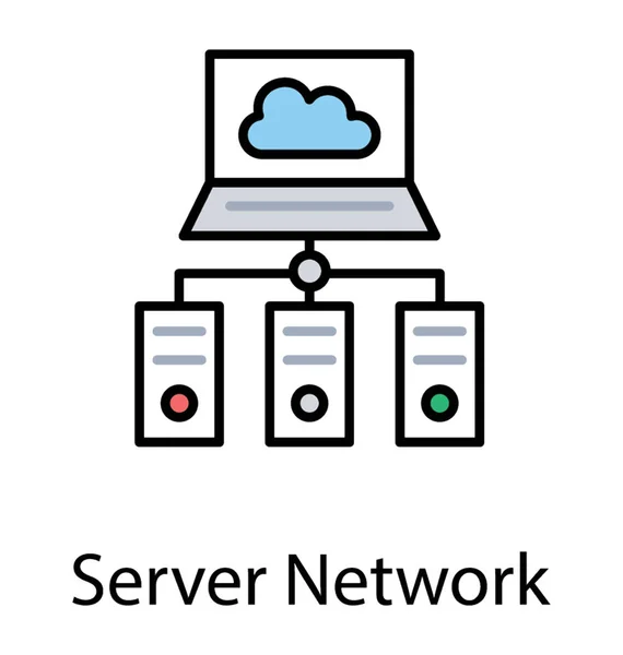 Cloud Computing Laptop Screen Connected Server Racks Cloud Server Hosting — Stock Vector