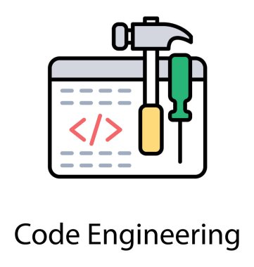 Mühendislik simgesini kod programlama kod dili ile çekiç ve tornavida, sahip bir web sayfası 