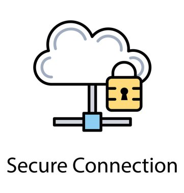 Bulut koruma, düz vektör simge bilgisayar kavramı 