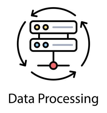 İşlem okları, veri işleme düz simgesi olan sunucu barındırma web