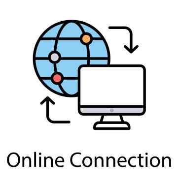 Bir kılavuz küre gösterilen ve Internet bağlantısı simgesini gösteren oklar yönetmenlik bilgisayar ekranı