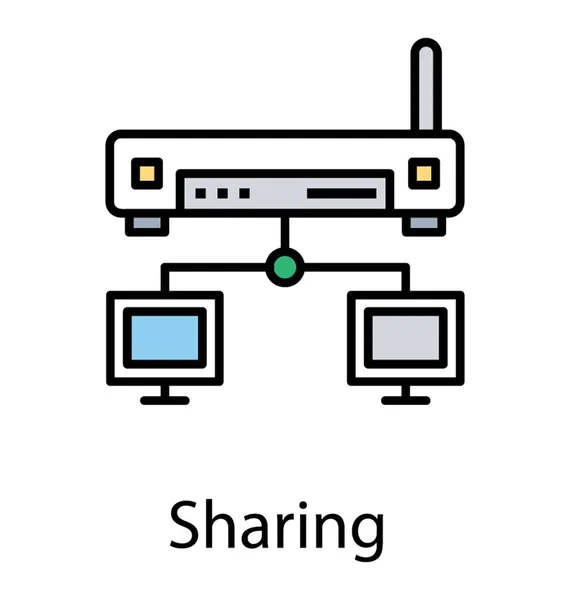 Projeto Ícone Plano Rede Roteador Sem Fio — Vetor de Stock