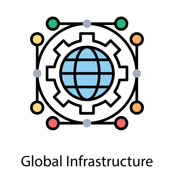 Globus Rädchen Konzeptualisiert Globale Lösungen — Stockvektor