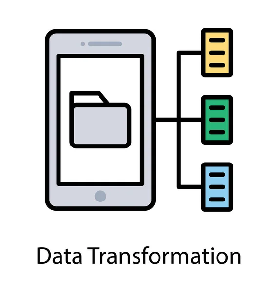 Process Data Transformation Mobile Flat Icon Design — Stock Vector